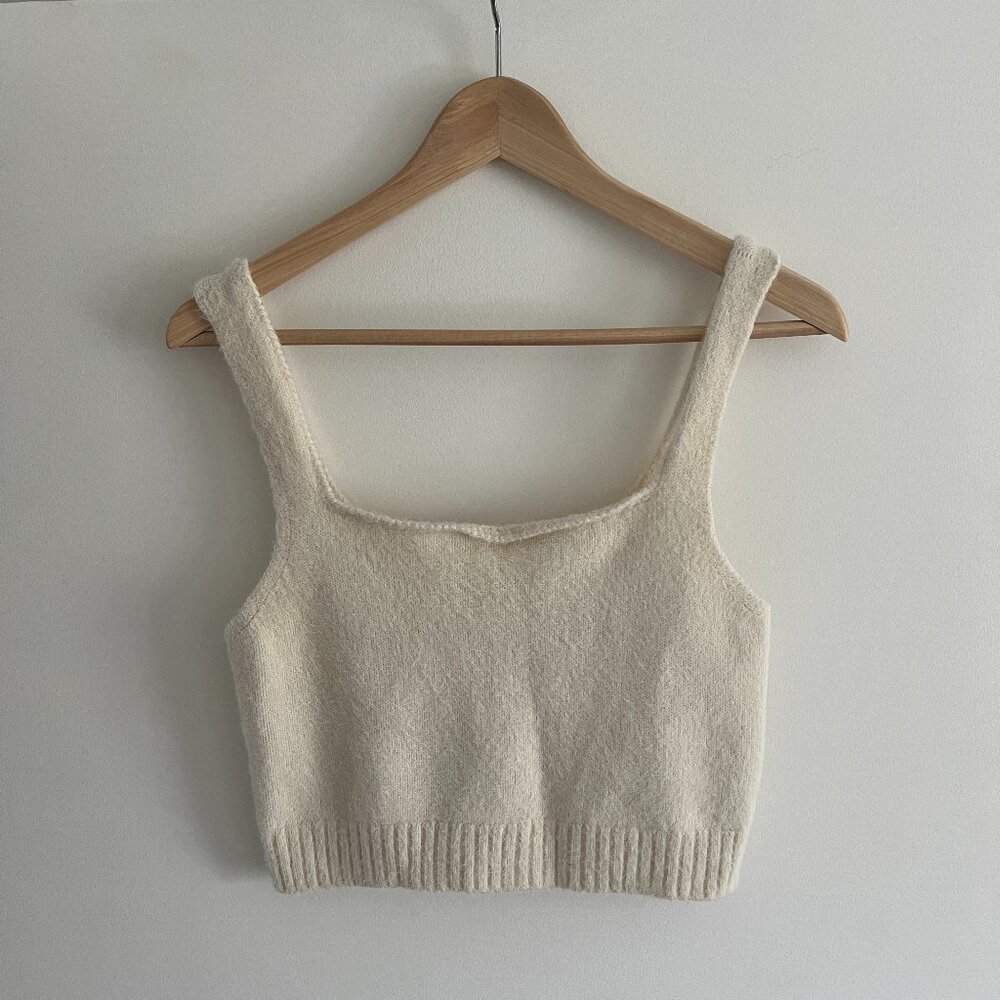 Emory Park square neck crop top in cream